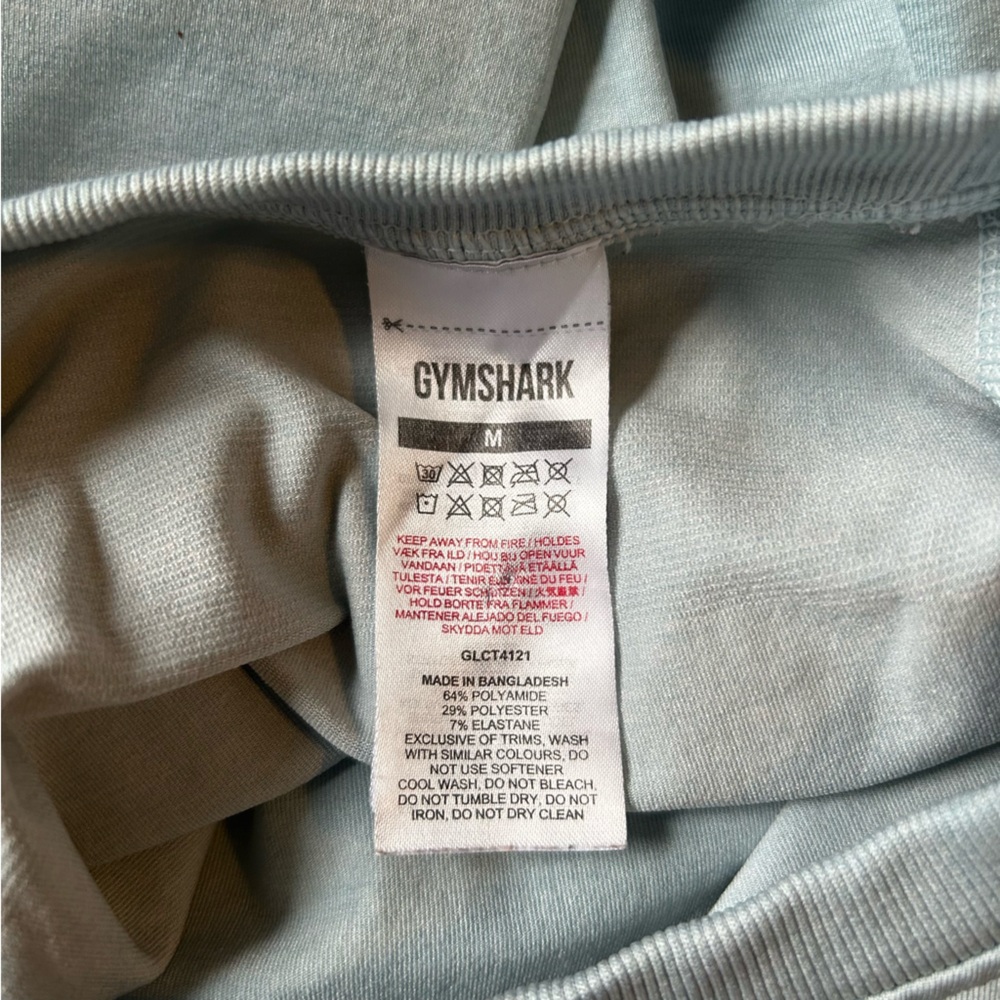 Gymshark Tops Gymshark Adapt Ombre Seamless Crop Top Powder Blue Marble Luna - Picture 5 of 7